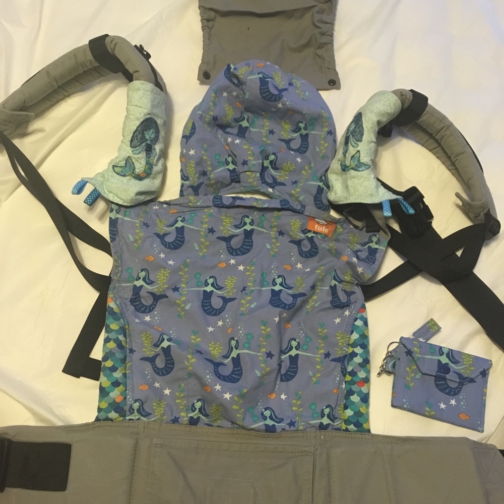 Tula, custom hood, teething pads and change purse